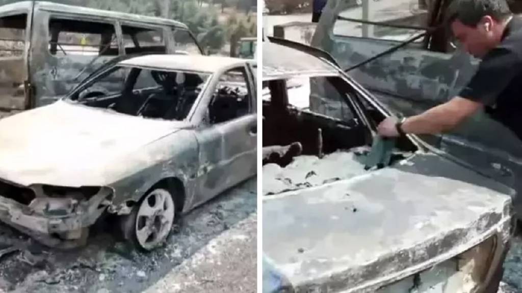 Felaketin boyutunu en iyi anlatan görüntü! Araçlar ve evler küle döndü...