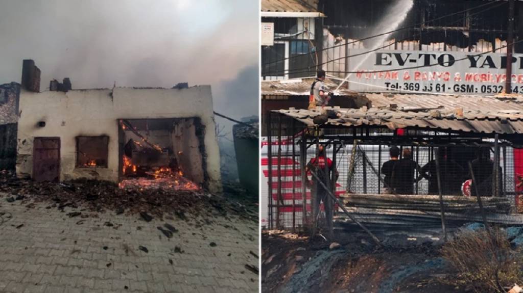 İş yerleri alevlere teslim... 3 ilde alevlerle çetin mücadele! Bir köy 10 dakika içerinde tamamen yandı