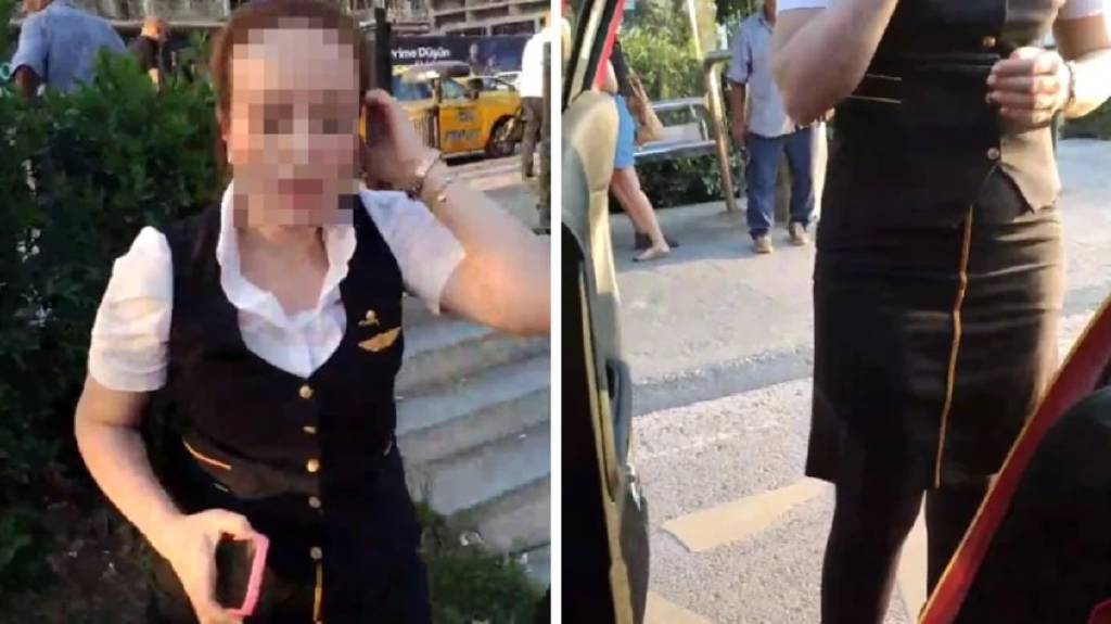 Taksi şoförü ile hostes ücret yüzünden birbirine girdi! İkili arasındaki kavga kamerada...