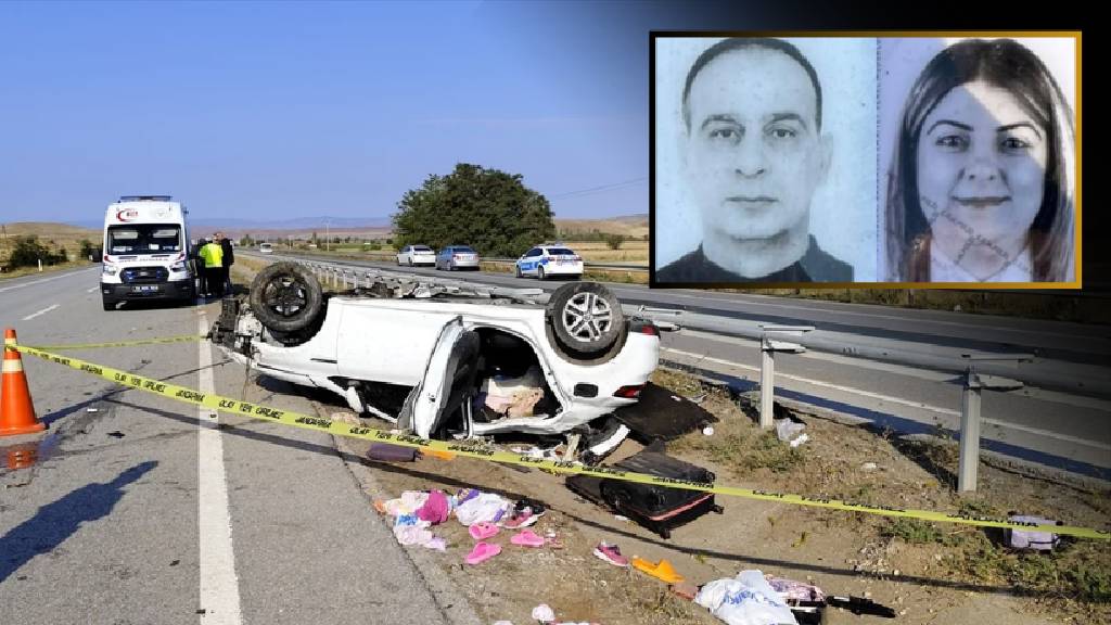 Çorum'da trafik kazasında polis çift hayatını kaybetti, 2 çocukları yaralandı