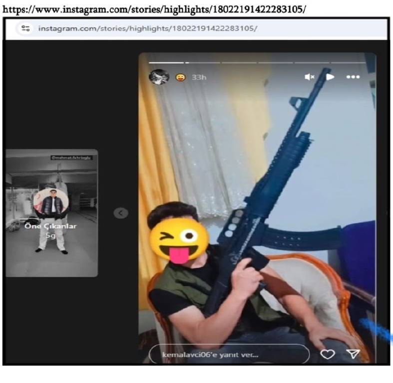 Instagram'da silahlı fotoğraf paylaşan şüpheli tutuklandı