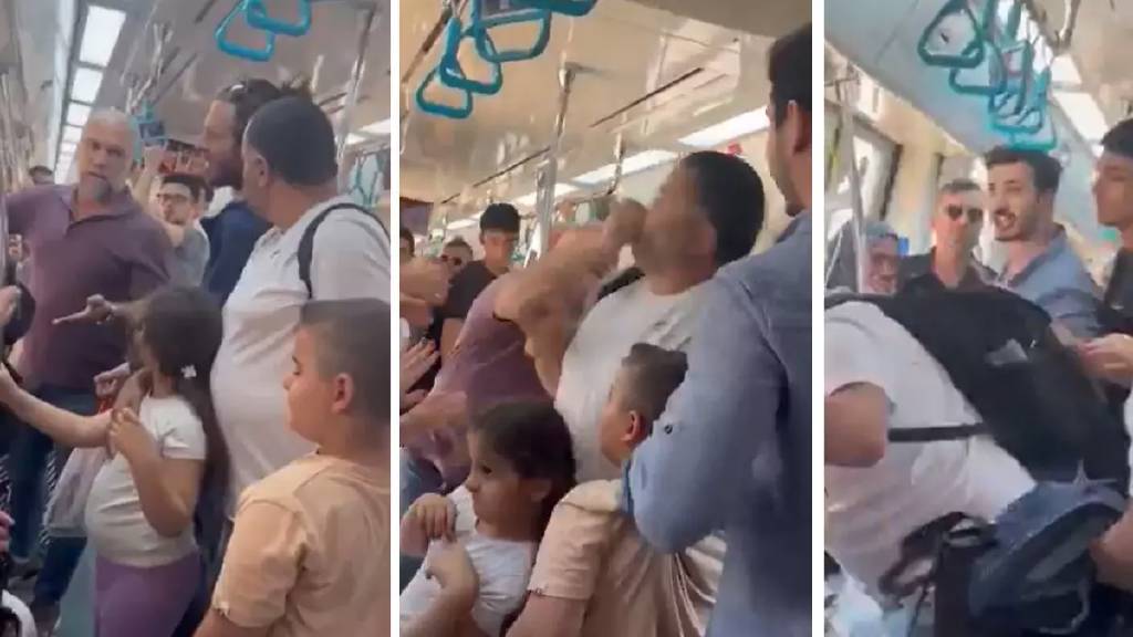 Marmaray’da skandal kavga: Çocuklarının yanında babaya yumruk!