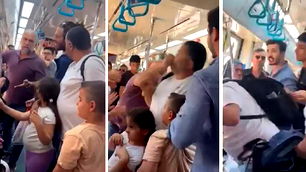 Marmaray’da skandal kavga: Çocuklarının yanında babaya yumruk!