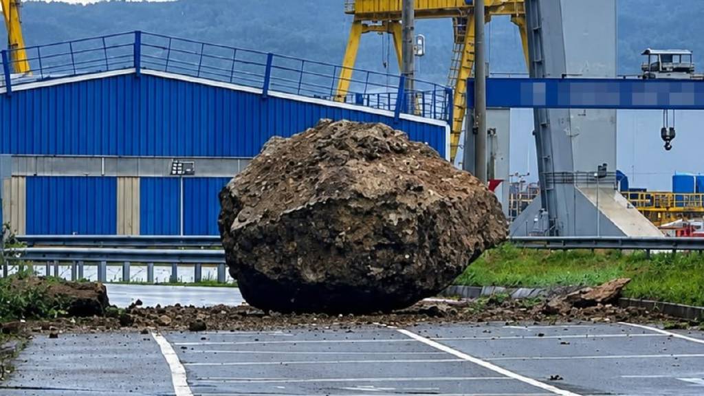 Zonguldak'ta dağdan kopan dev kaya yola düştü