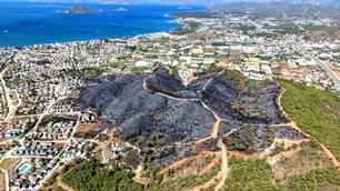 Fethiye'deki orman yangınları sonrası kara görüntüler